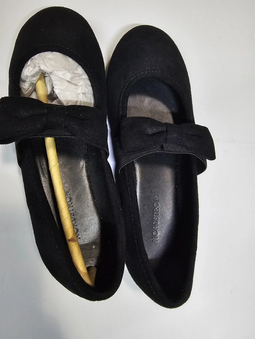 Nordstrom Girls Charlotte Bow Black Suede Ballet Flats Size 3M